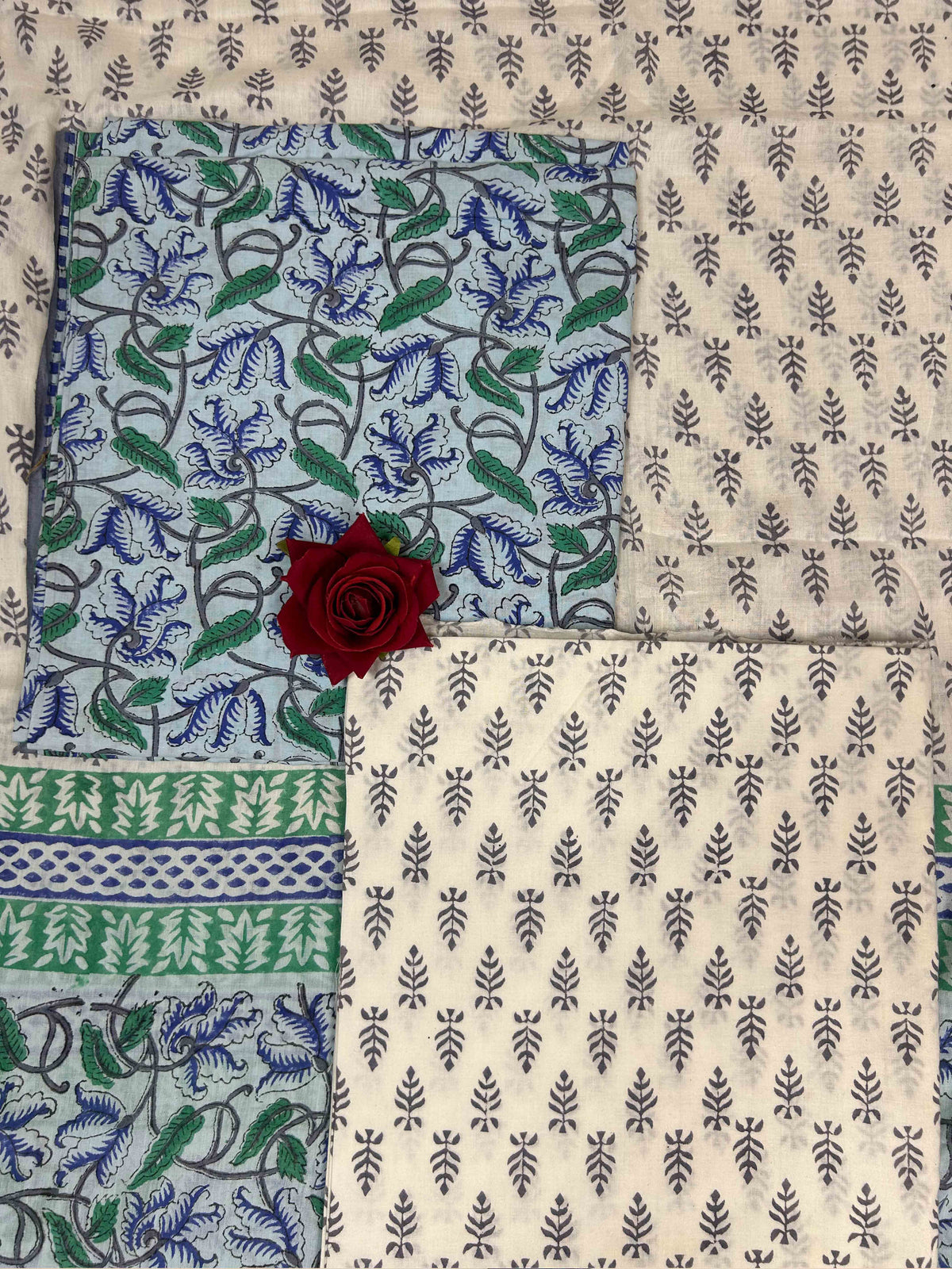 Powder Blue Cotton Dupatta Three- Piece Suits