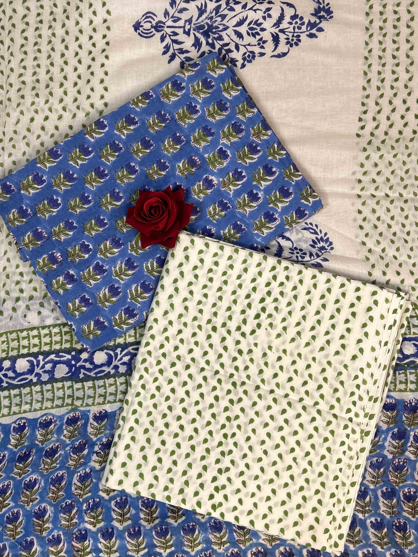 Royal Blue Cotton Dupatta Three- Piece Suits