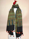 Dark Green Ajarkh Cotton Handblock Printed Dupatta