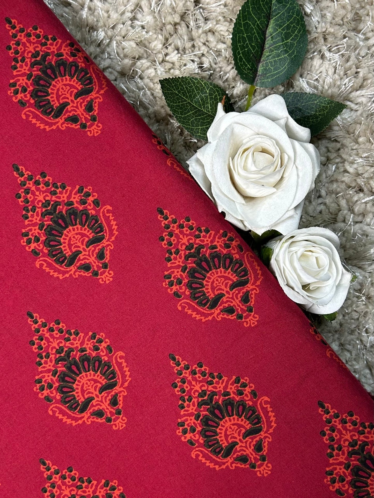 Discharge Print Handblock Cotton Fabric