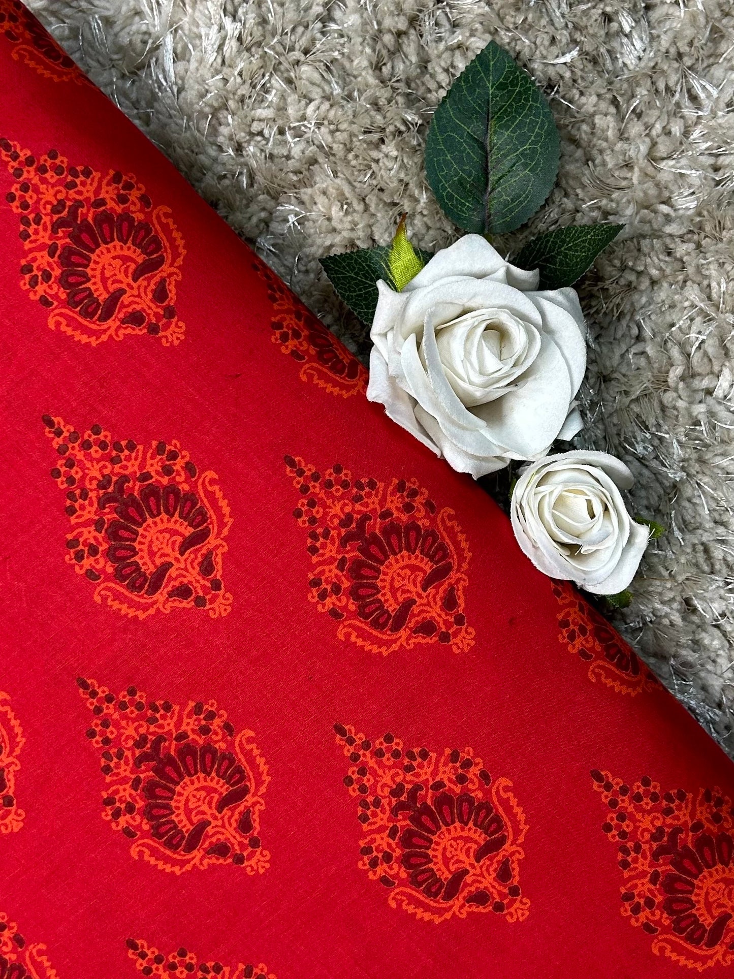 Discharge Print Handblock Cotton Fabric