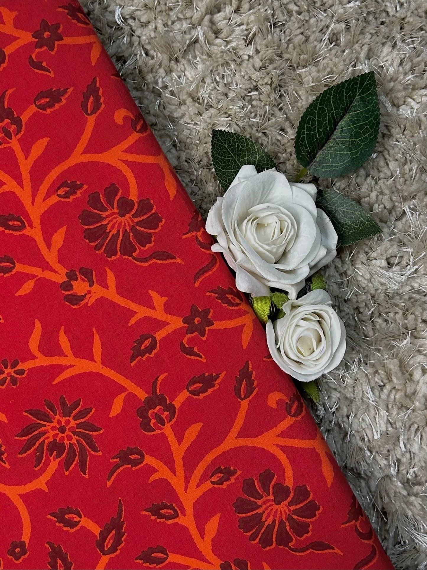 Discharge Print Handblock Cotton Fabric