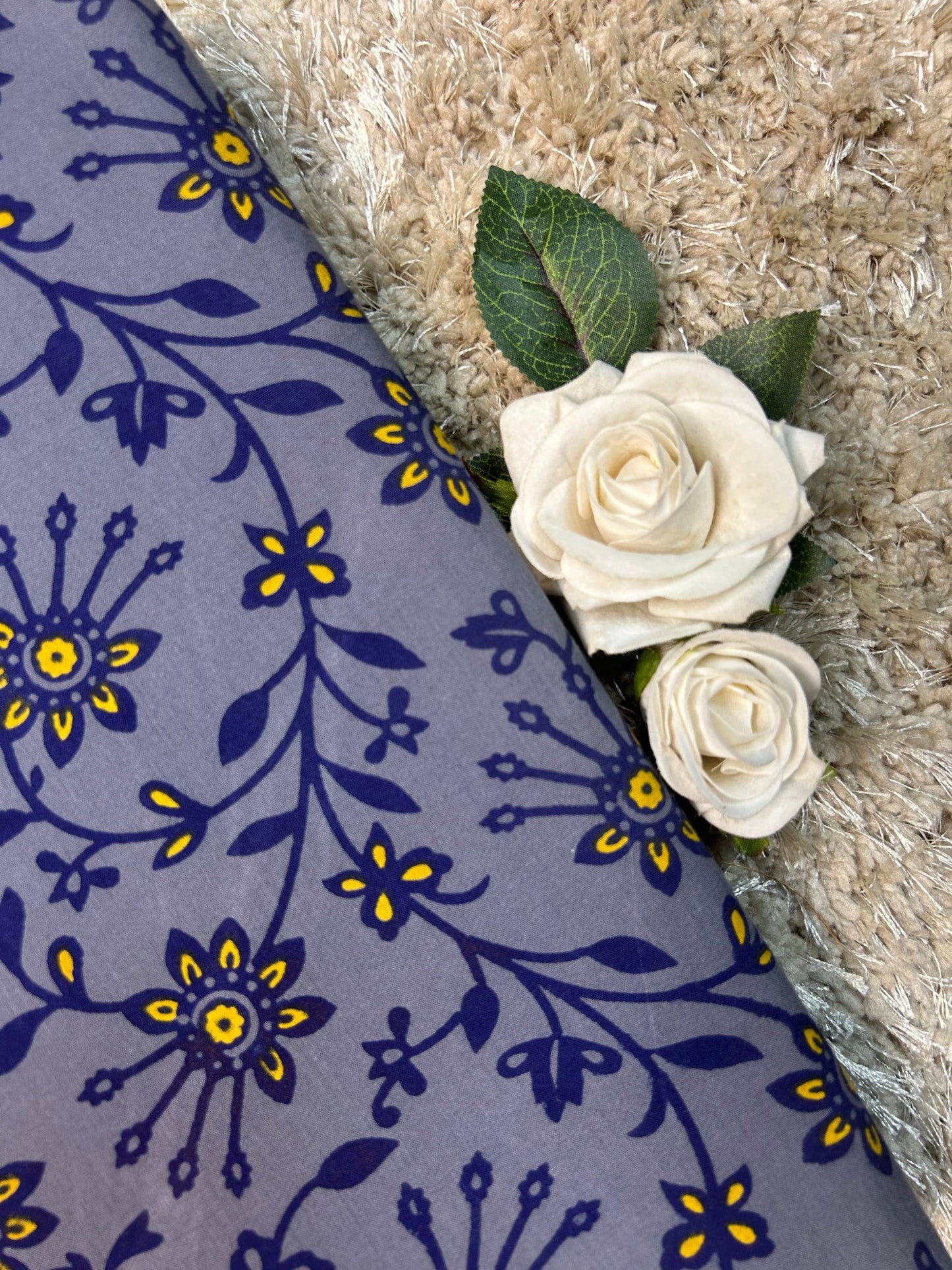 Discharge Print Handblock Cotton Fabric
