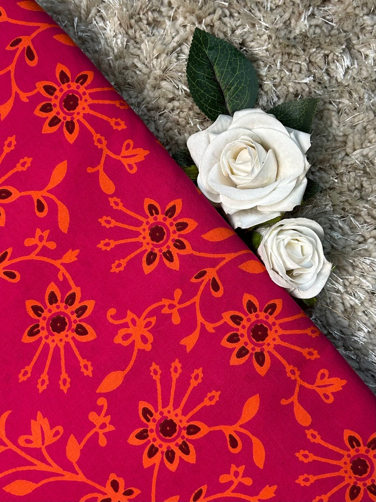Discharge Print Handblock Cotton Fabric