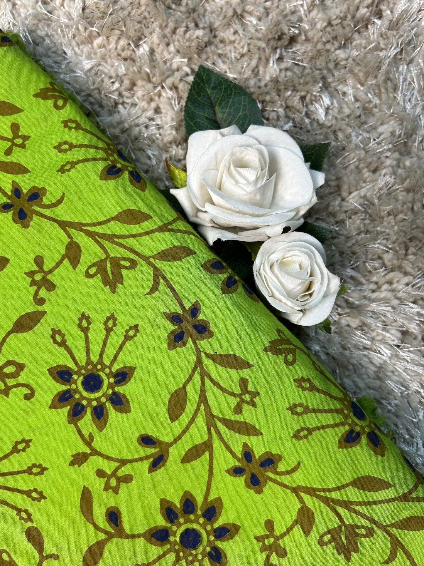 Discharge Print Handblock Cotton Fabric