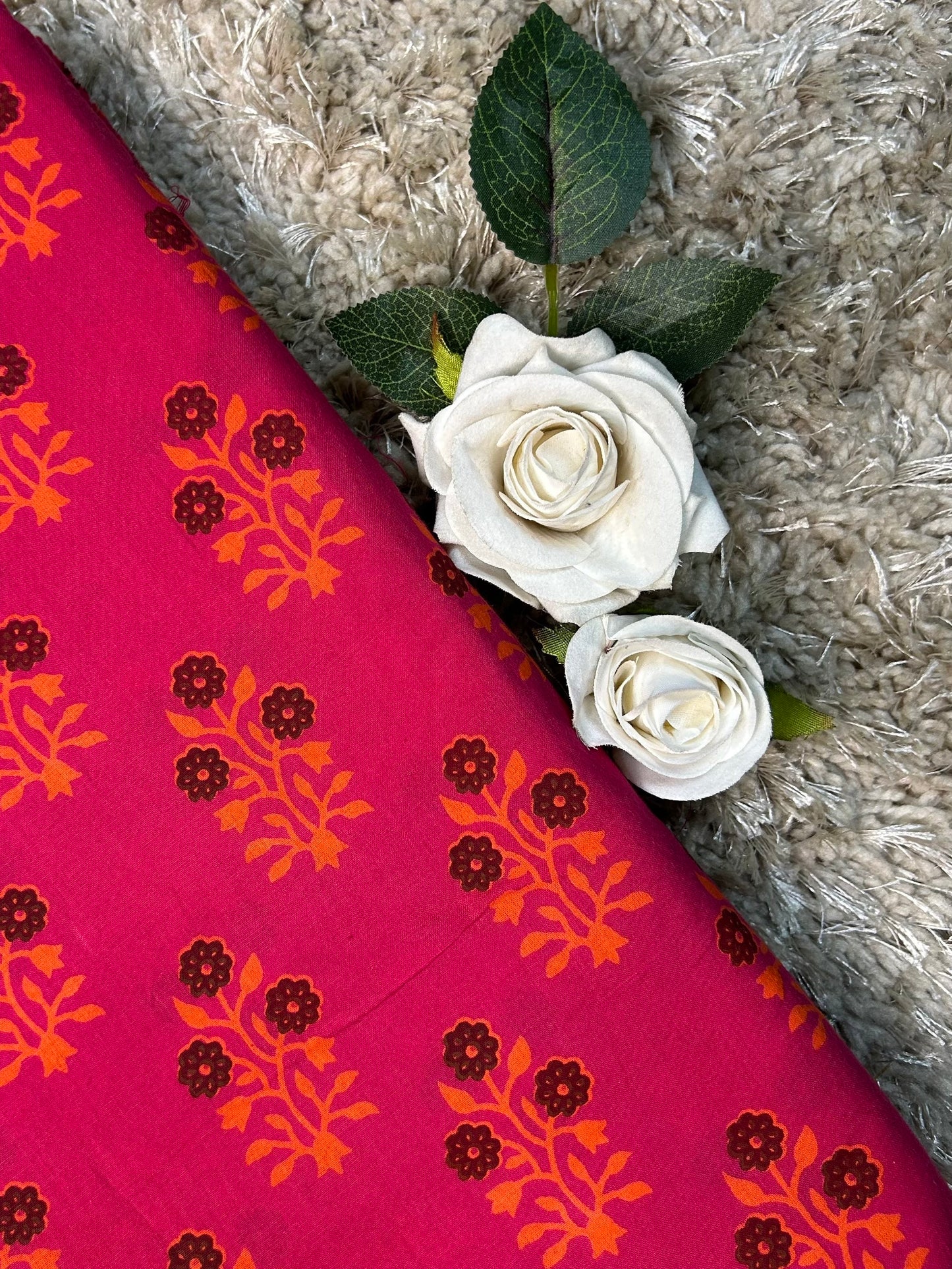 Discharge Print Handblock Cotton Fabric