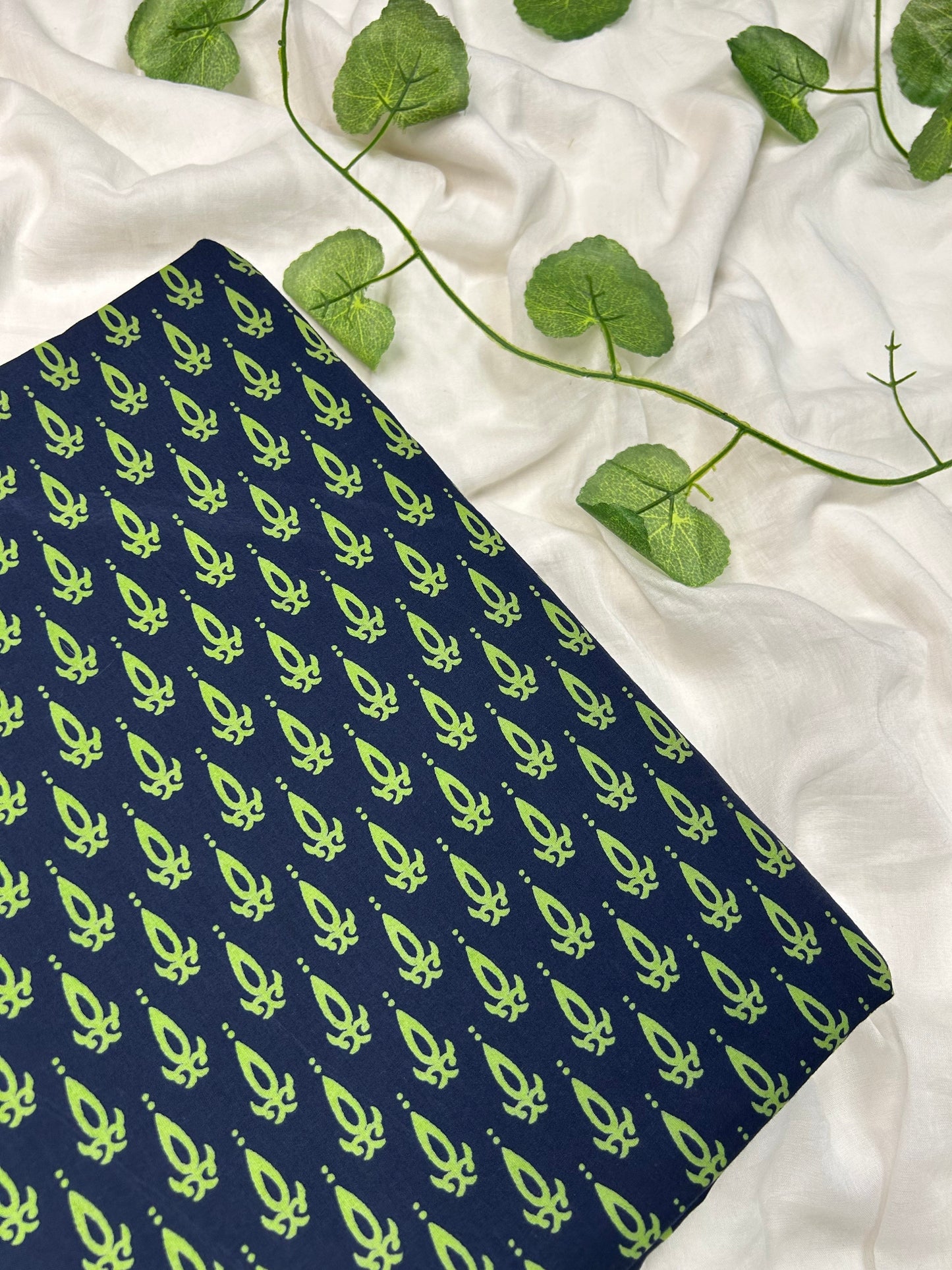 Discharge Print Handblock Cotton Fabric