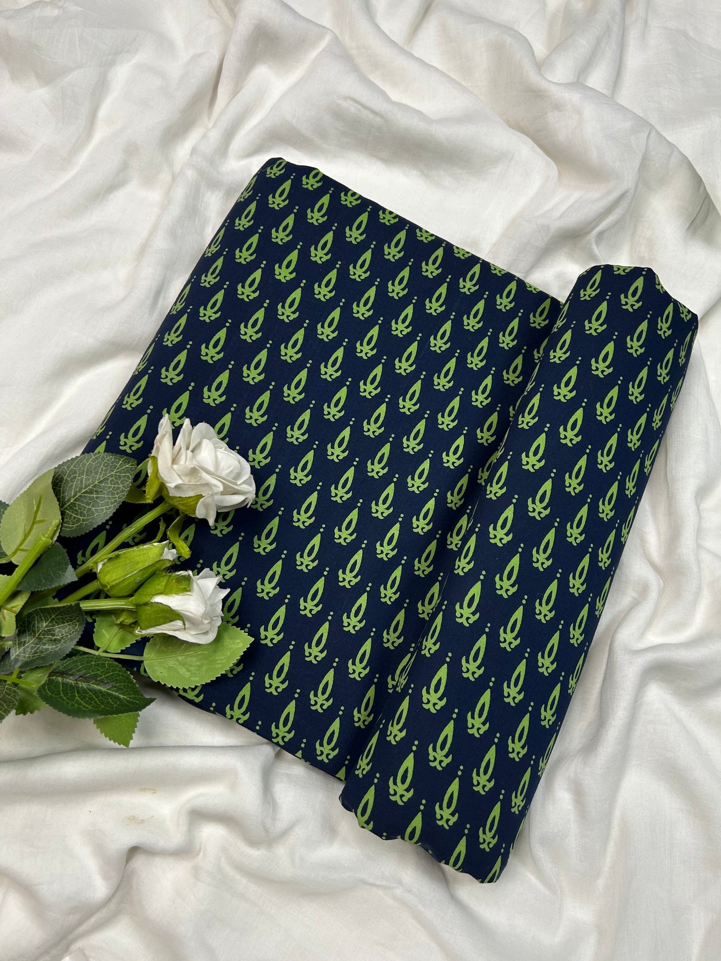 Discharge Print Handblock Cotton Fabric