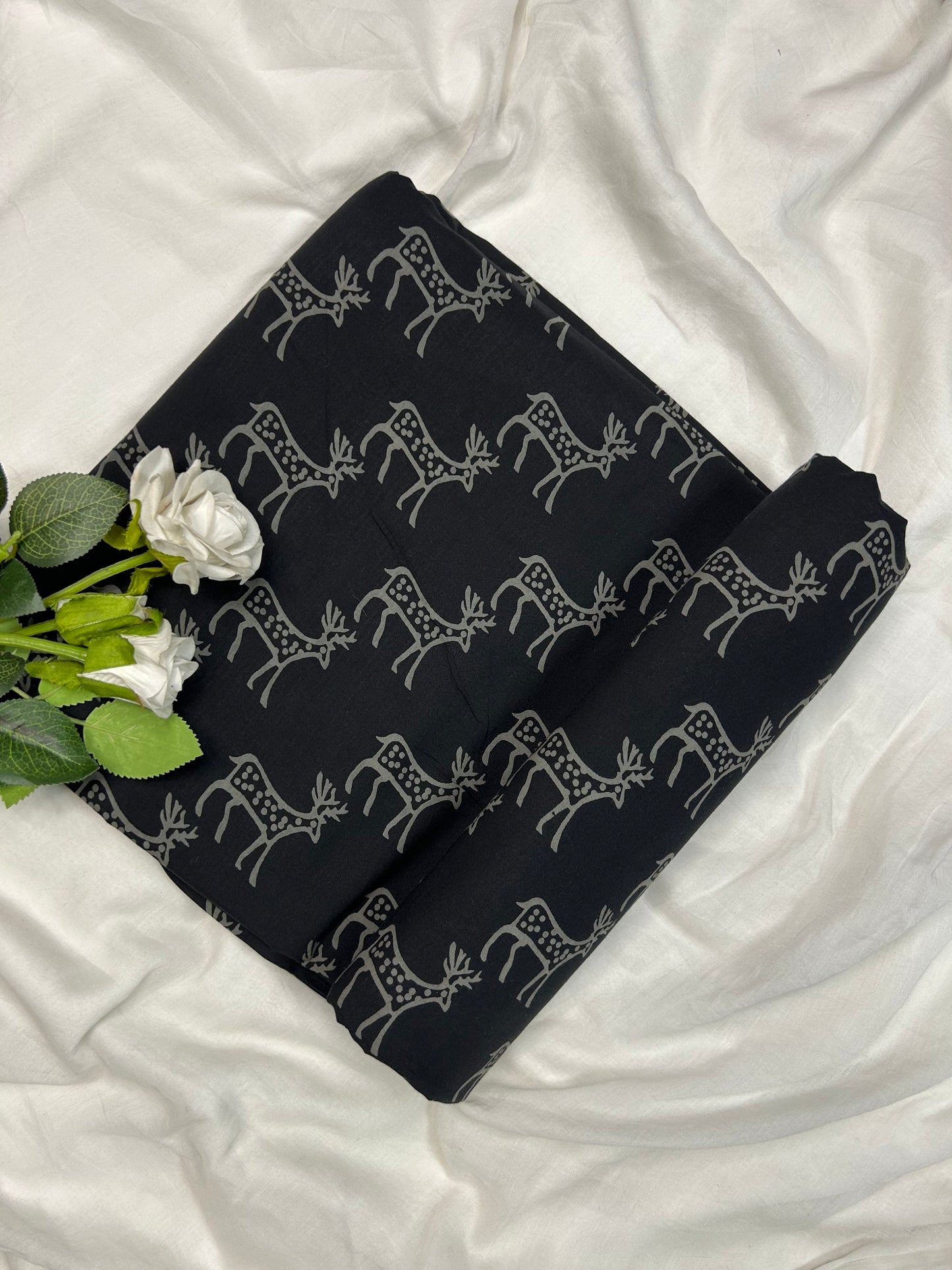 Discharge Print Handblock Cotton Fabric