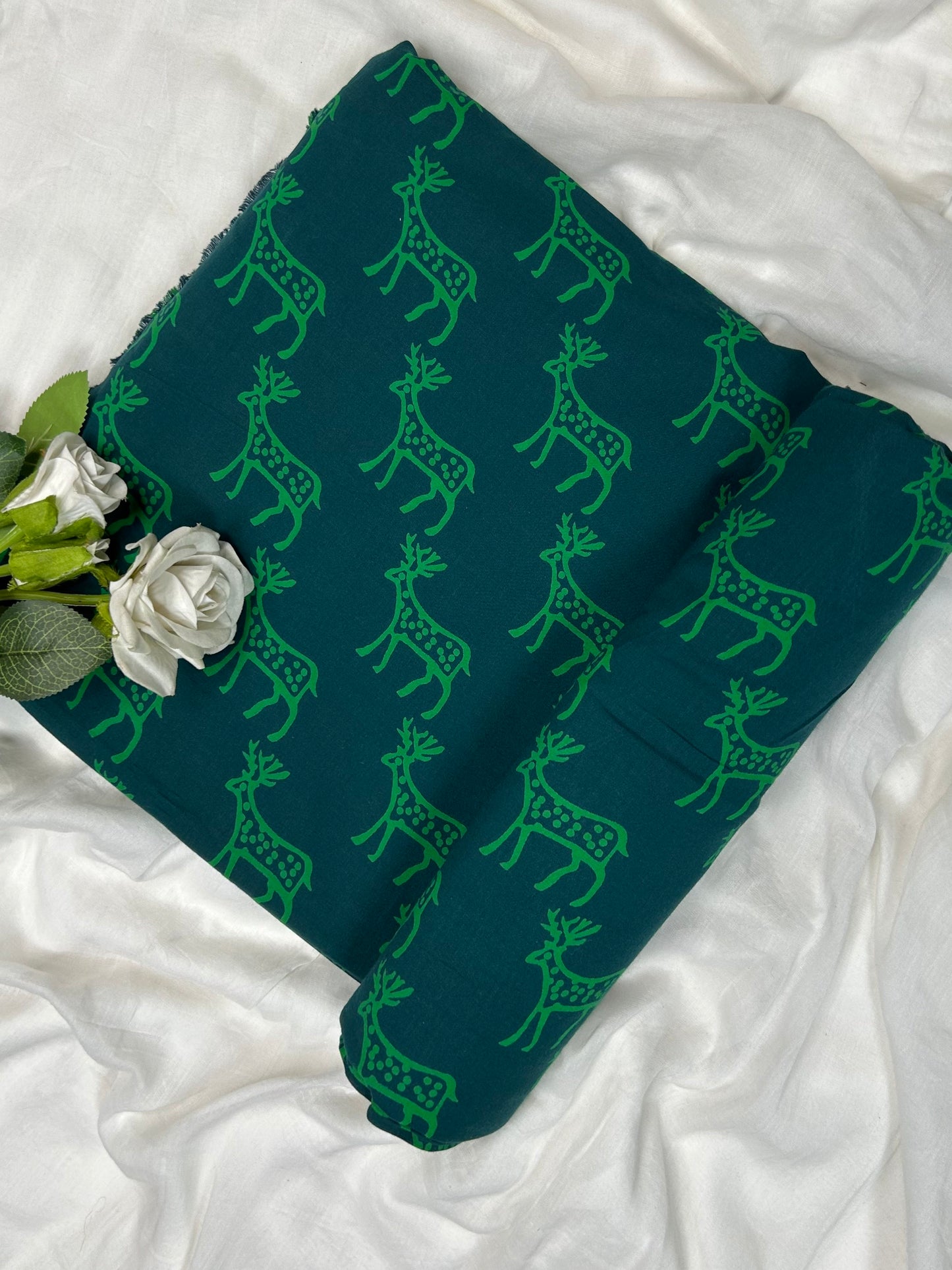 Discharge Print Handblock Cotton Fabric