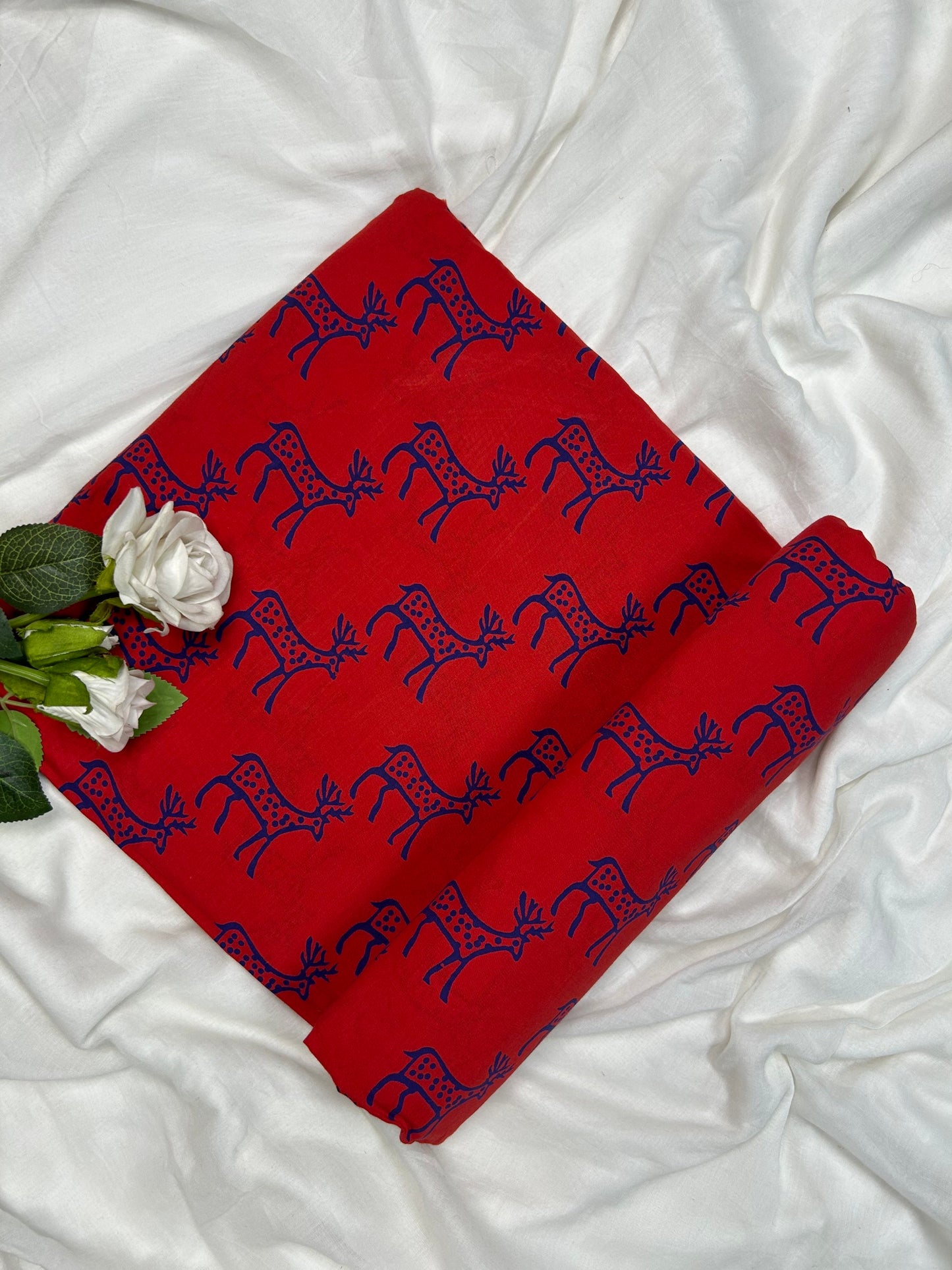 Discharge Print Handblock Cotton Fabric