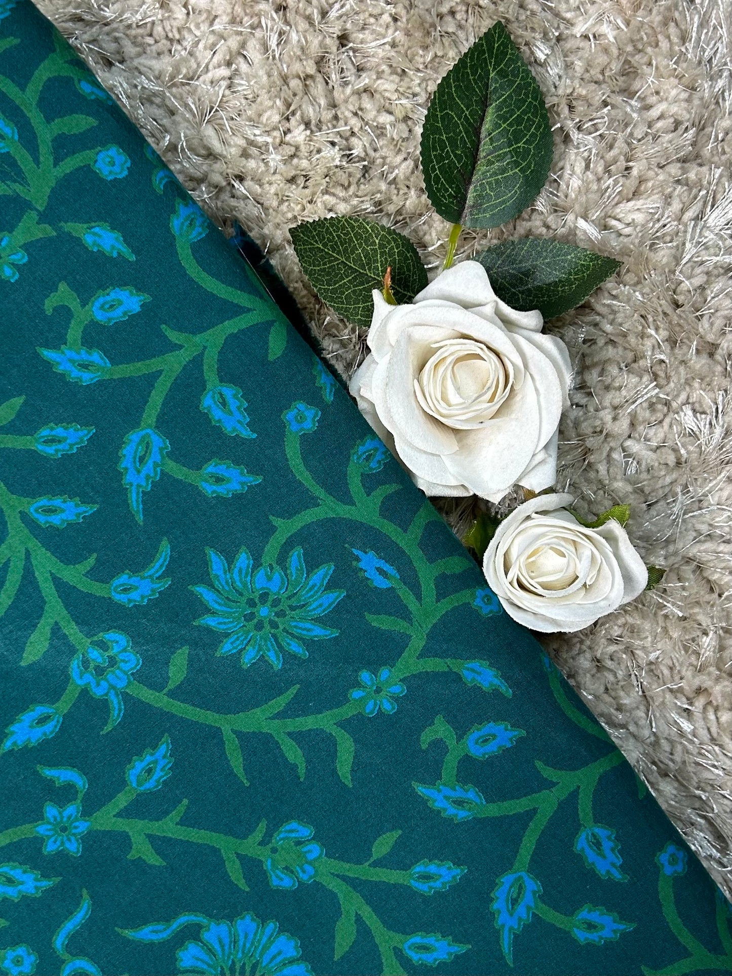 Discharge Print Handblock Cotton Fabric