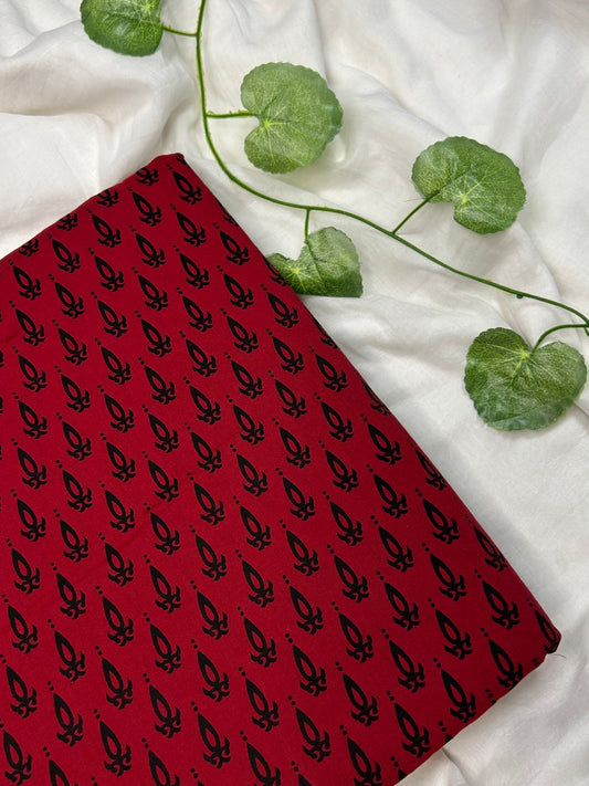 Multicolor Discharge Hand Print Cotton Fabric | Maroon