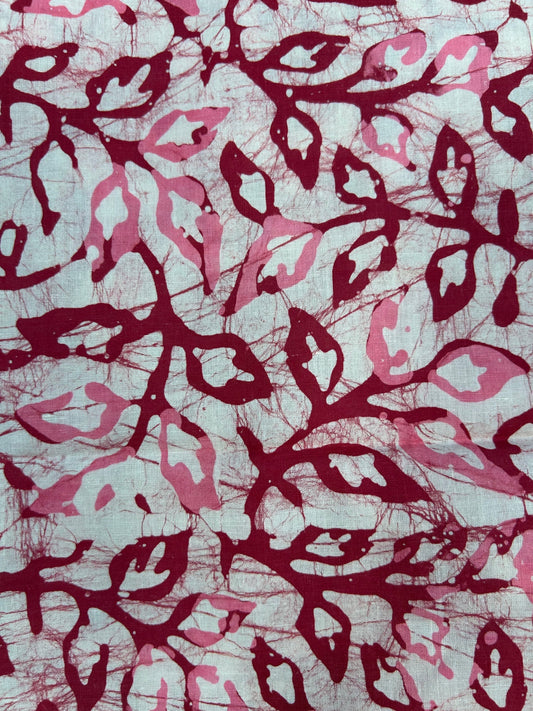Multicolor Batik Hand-Block Printed Cotton Fabric | Pink