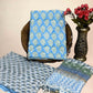 Sky Blue Full Kota Handblock Printed Cotton Suit Set
