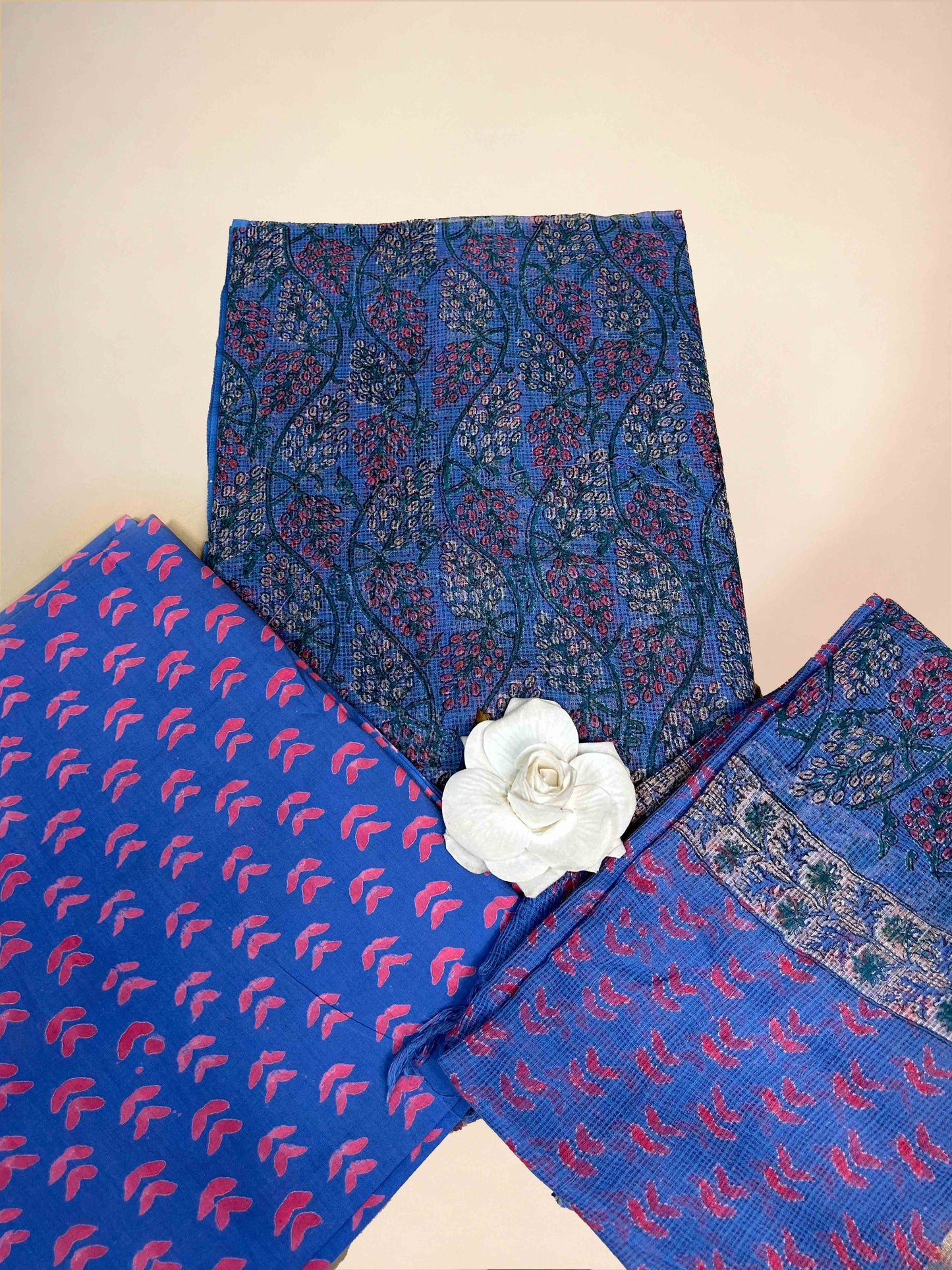 Periwinkle Full Kota Handblock Printed Cotton Suit Set