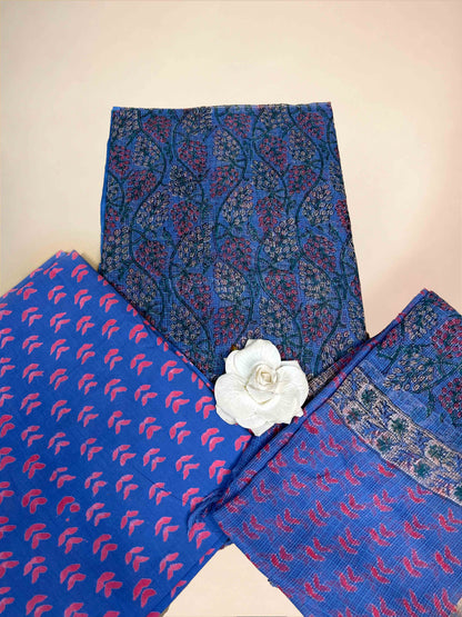 Periwinkle Full Kota Handblock Printed Cotton Suit Set