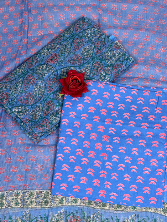 Periwinkle Full Kota Handblock Printed Cotton Suit Set