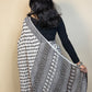 Handblock Printed Linen Saree Black 
