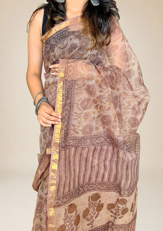 Cocoa Brown Kota Print Fabric
