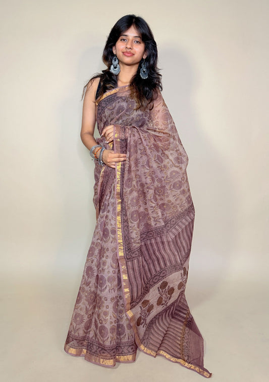 Cocoa Brown Kota Print Fabric