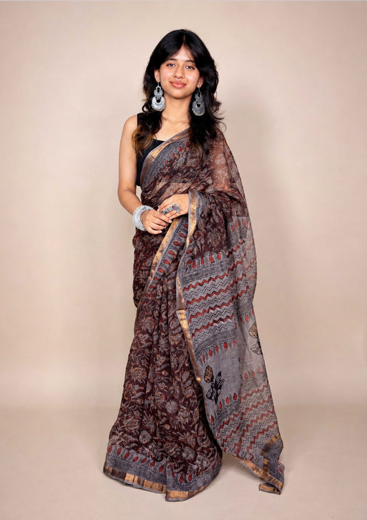 Cocoa Brown Kota Print Fabric