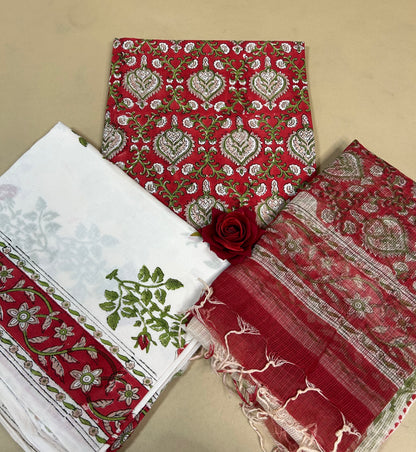 Kota Handblock Printed Cotton Suit Set
