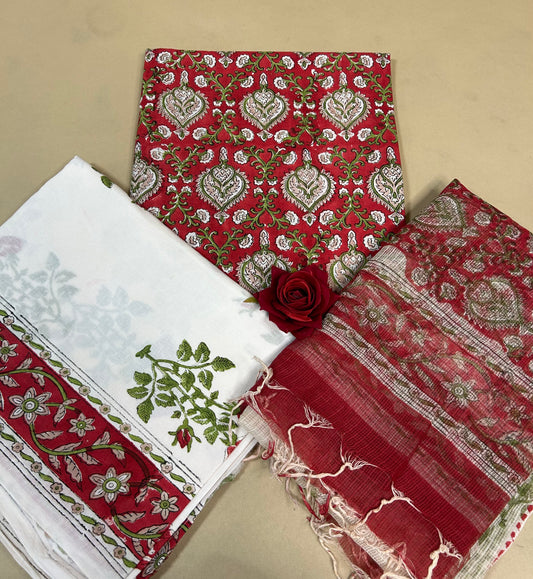 Kota Handblock Printed Cotton Suit Set