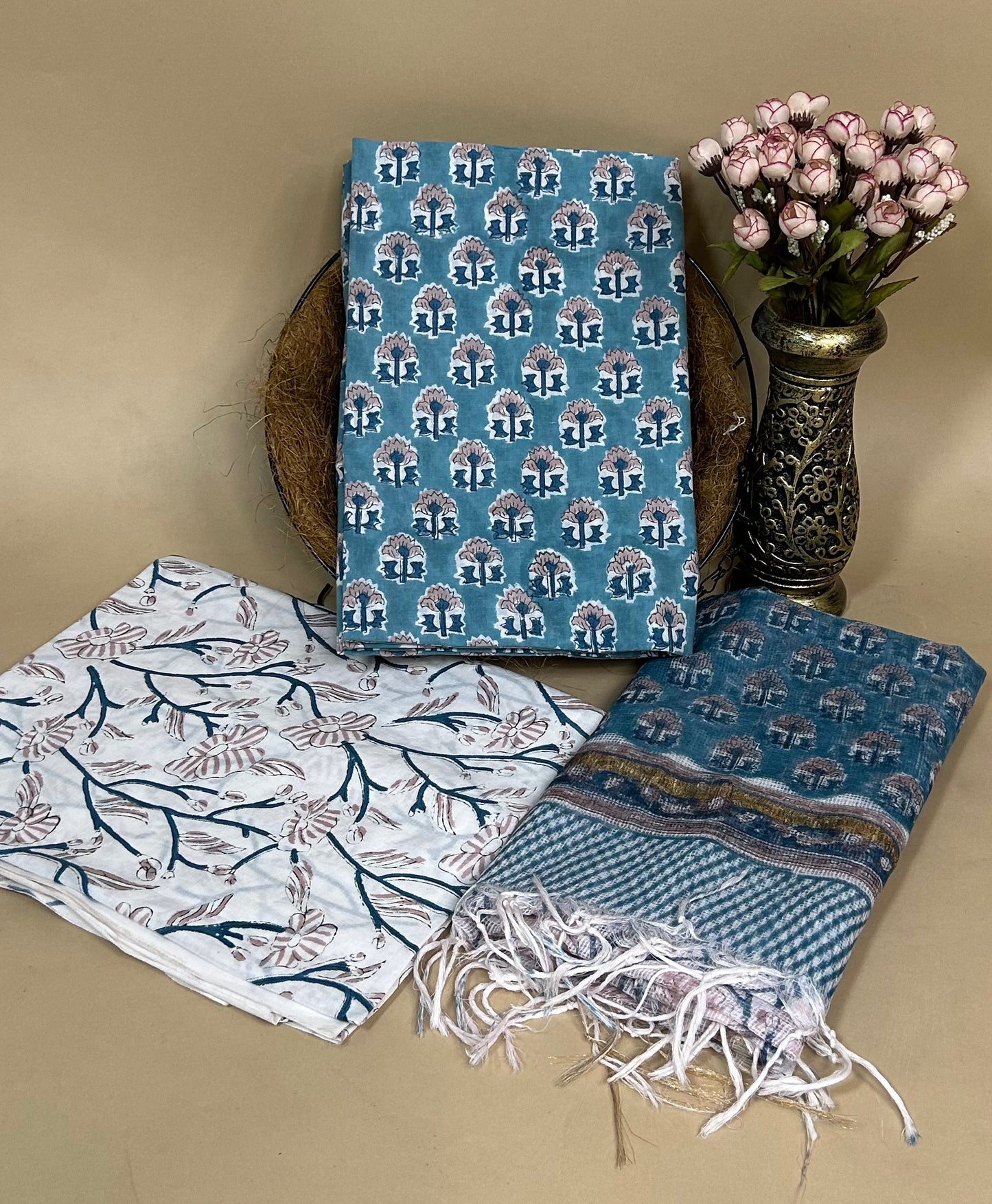 Kota Handblock Printed Cotton Suit Set