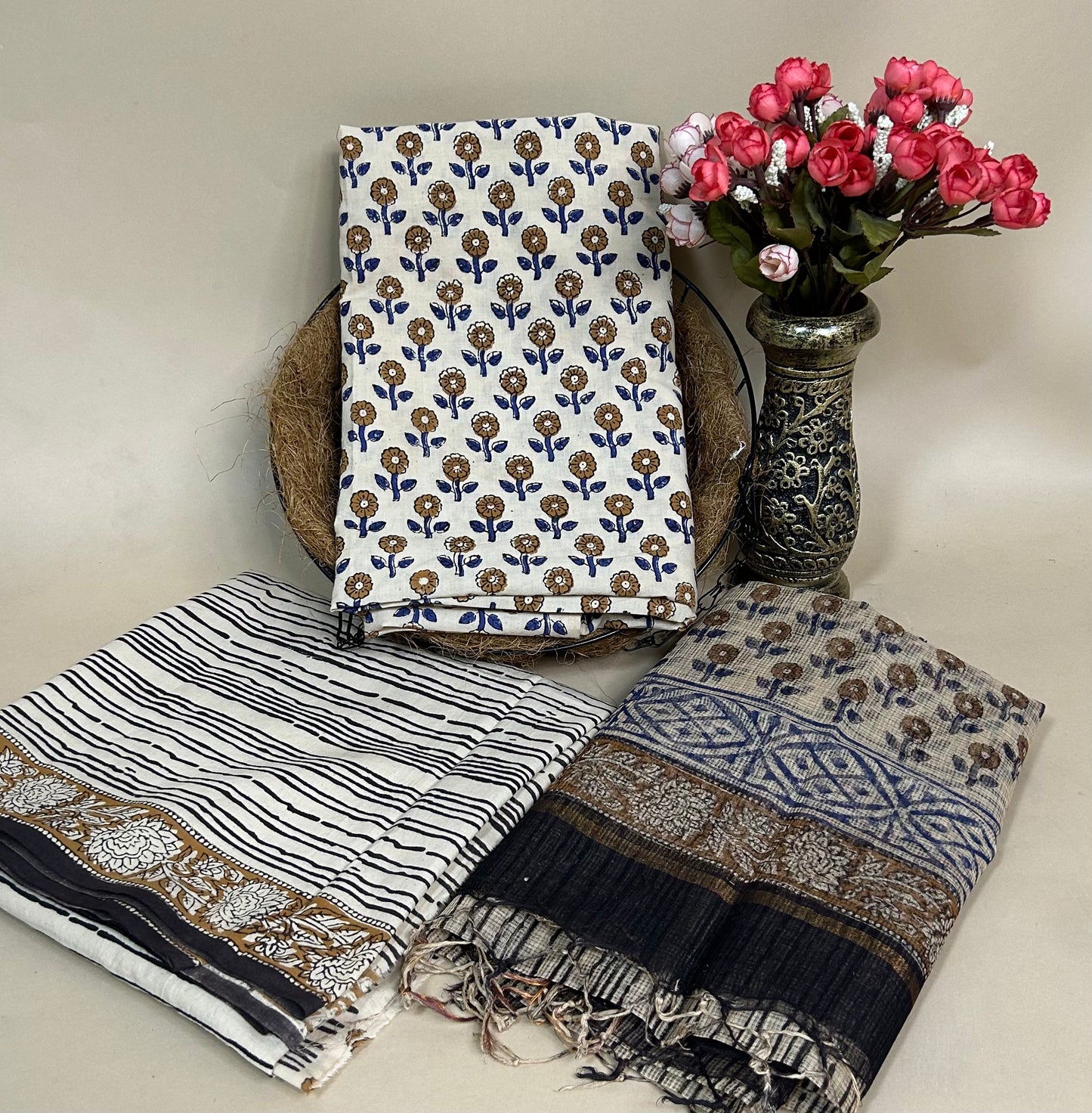 Kota Handblock Printed Cotton Suit Set