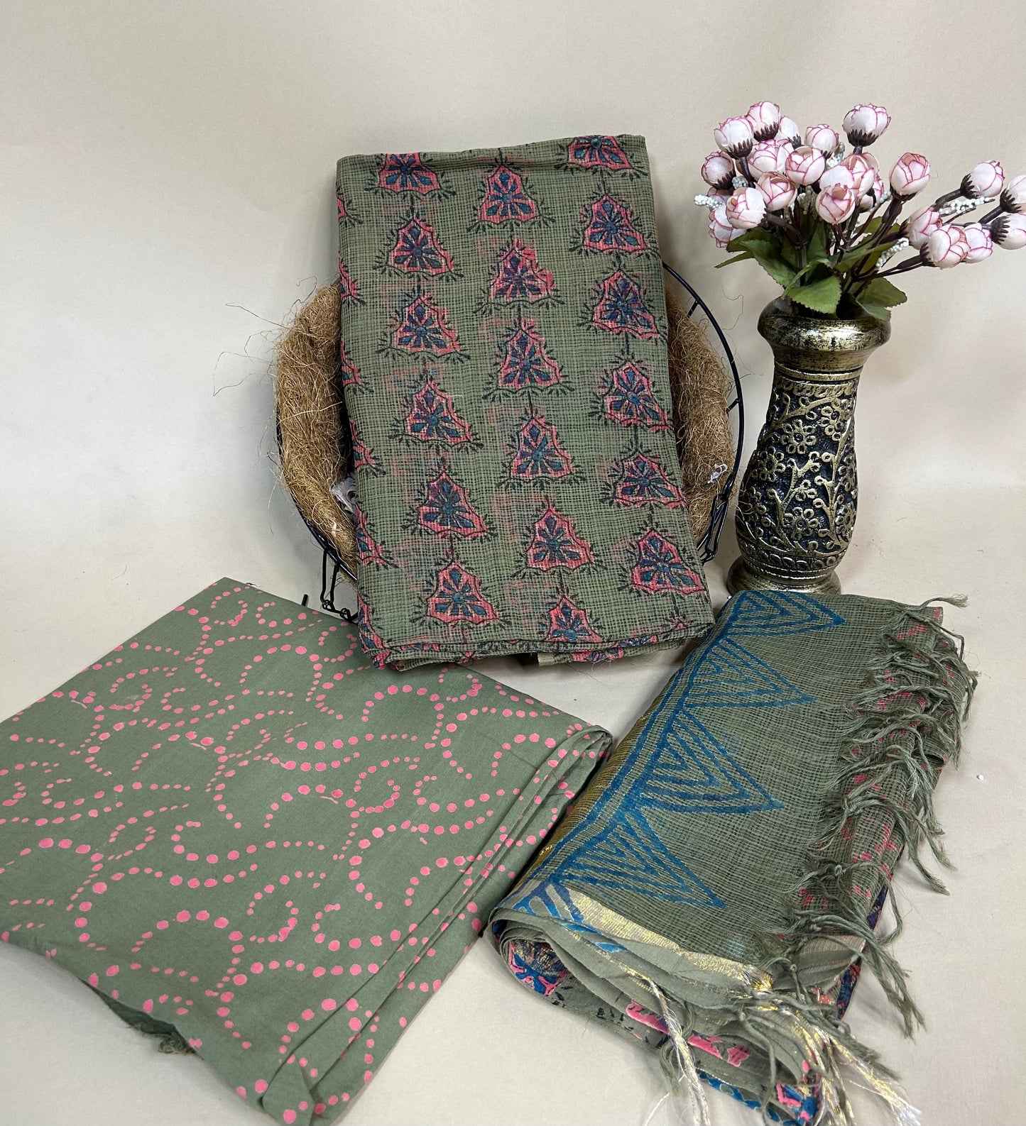 Full Kota Handblock Printed Cotton Suit Set