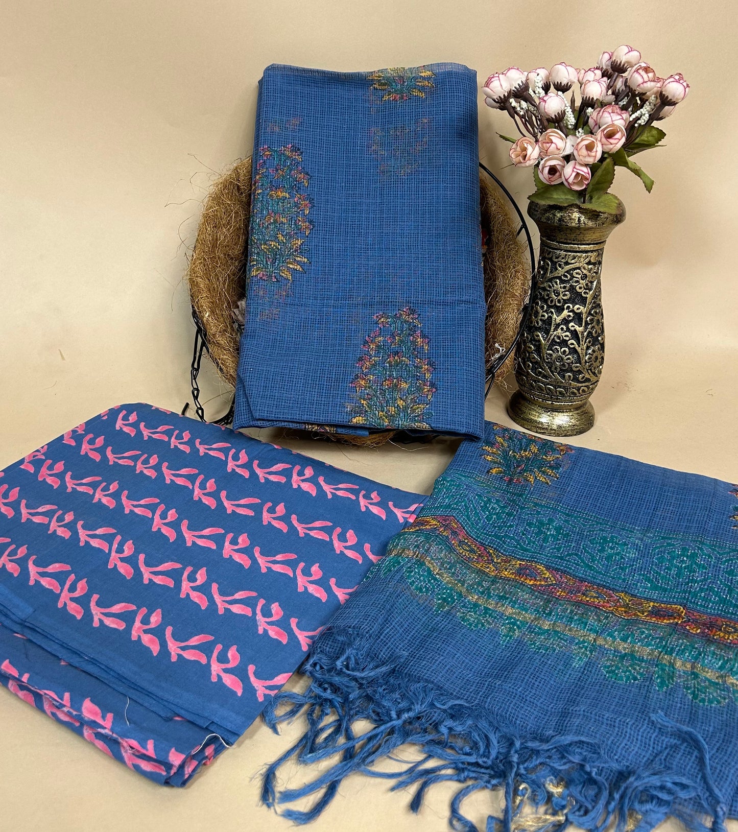Kota Handblock Printed Cotton Suit Set