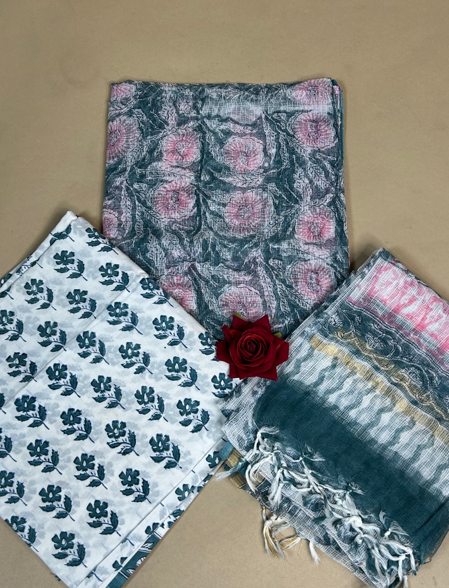 Full Kota Handblock Printed Cotton Suit Set