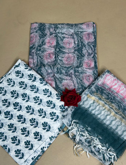 Full Kota Handblock Printed Cotton Suit Set