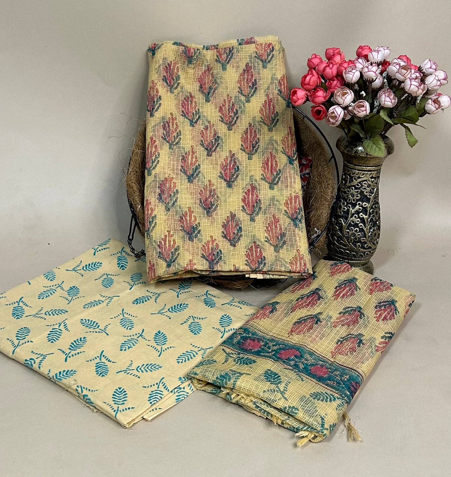 Full Kota Handblock Printed Cotton Suit Set