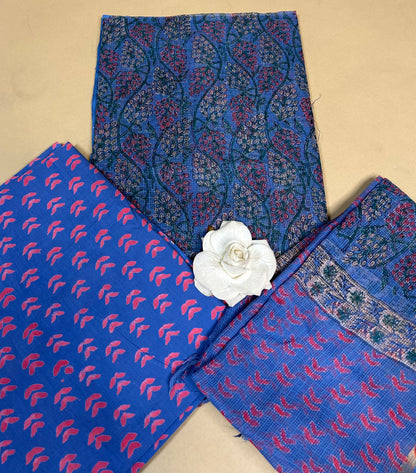 Periwinkle Full Kota Handblock Printed Cotton Suit Set