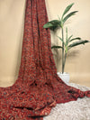 Rust Red Super Ajrakh Handblock Printed Fabric | Rust Red
