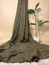 Forest Green Super Ajrakh Handblock Printed Fabric | Forest Green