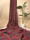 Crimson Red Super Ajrakh Handblock Printed Fabric | Crimson Red