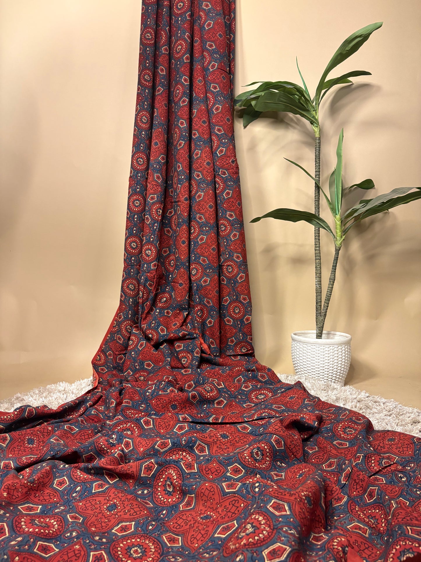 Super Ajrakh Handblock Printed Fabric