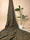 Forest Green Super Ajrakh Handblock Printed Fabric | Forest Green