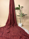 Crimson Super Ajrakh Handblock Printed Fabric | Crimson Red