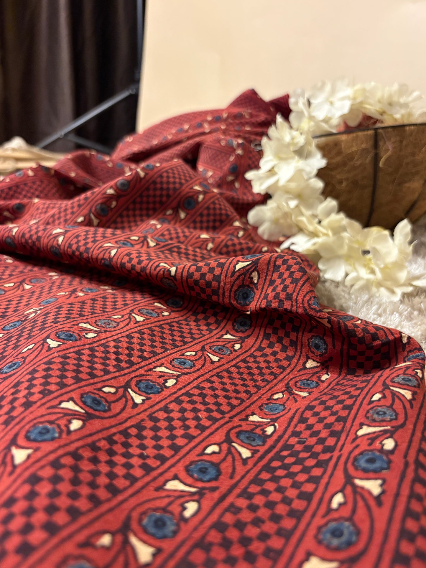 Super Ajrakh Handblock Printed Fabric
