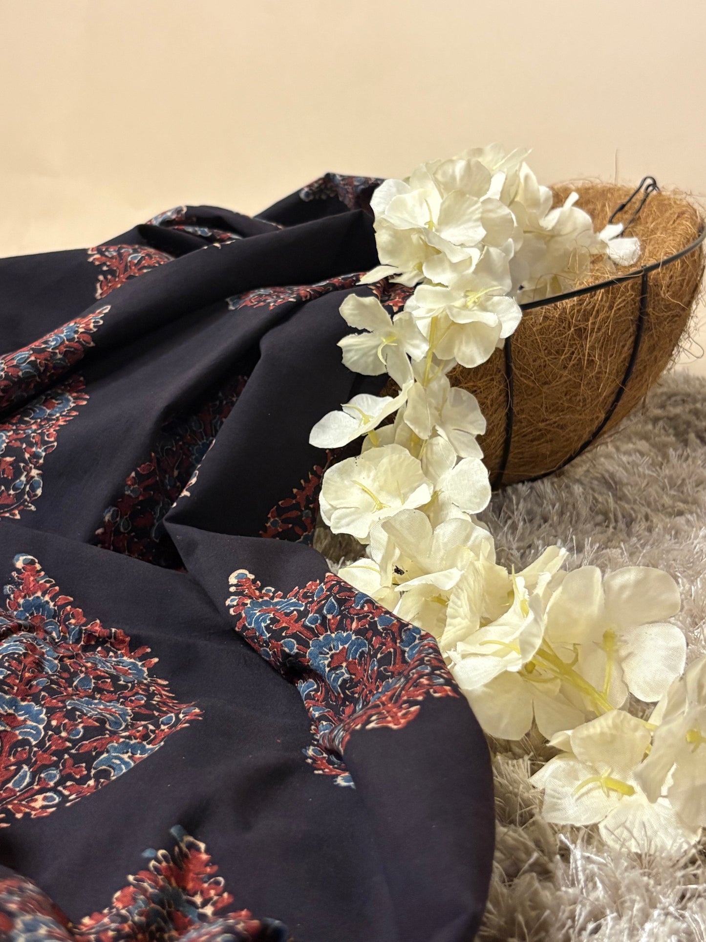 Super Ajrakh Handblock Printed Fabric
