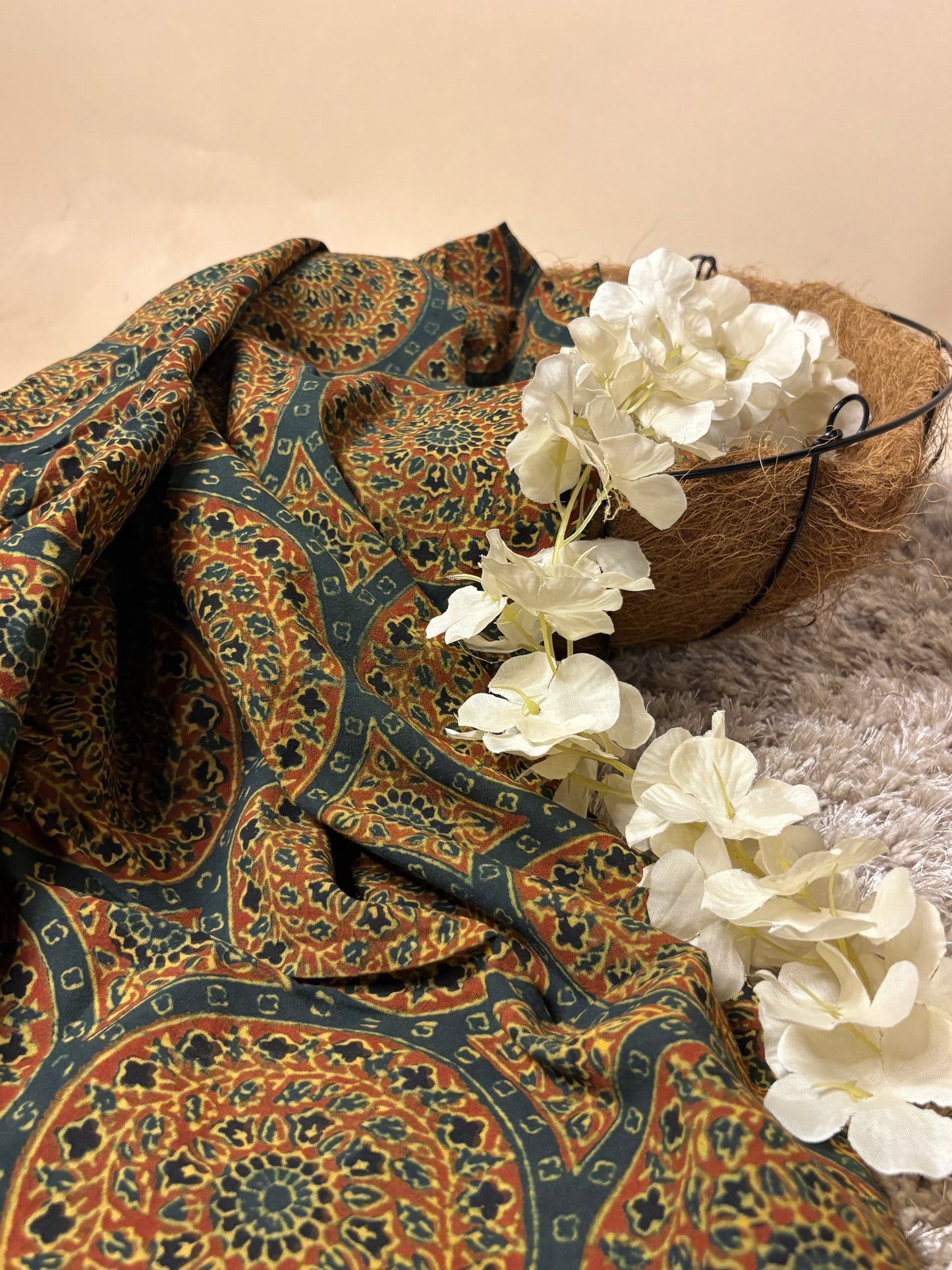 Super Ajrakh Handblock Printed Fabric