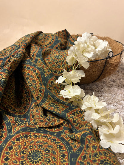 Super Ajrakh Handblock Printed Fabric