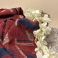 Crimson Red Super Ajrakh Handblock Printed Fabric | Crimson