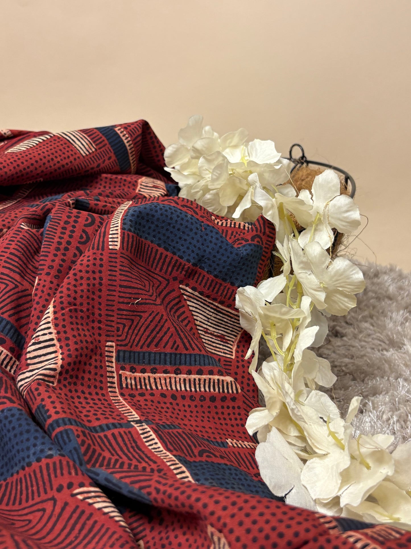 Super Ajrakh Handblock Printed Fabric