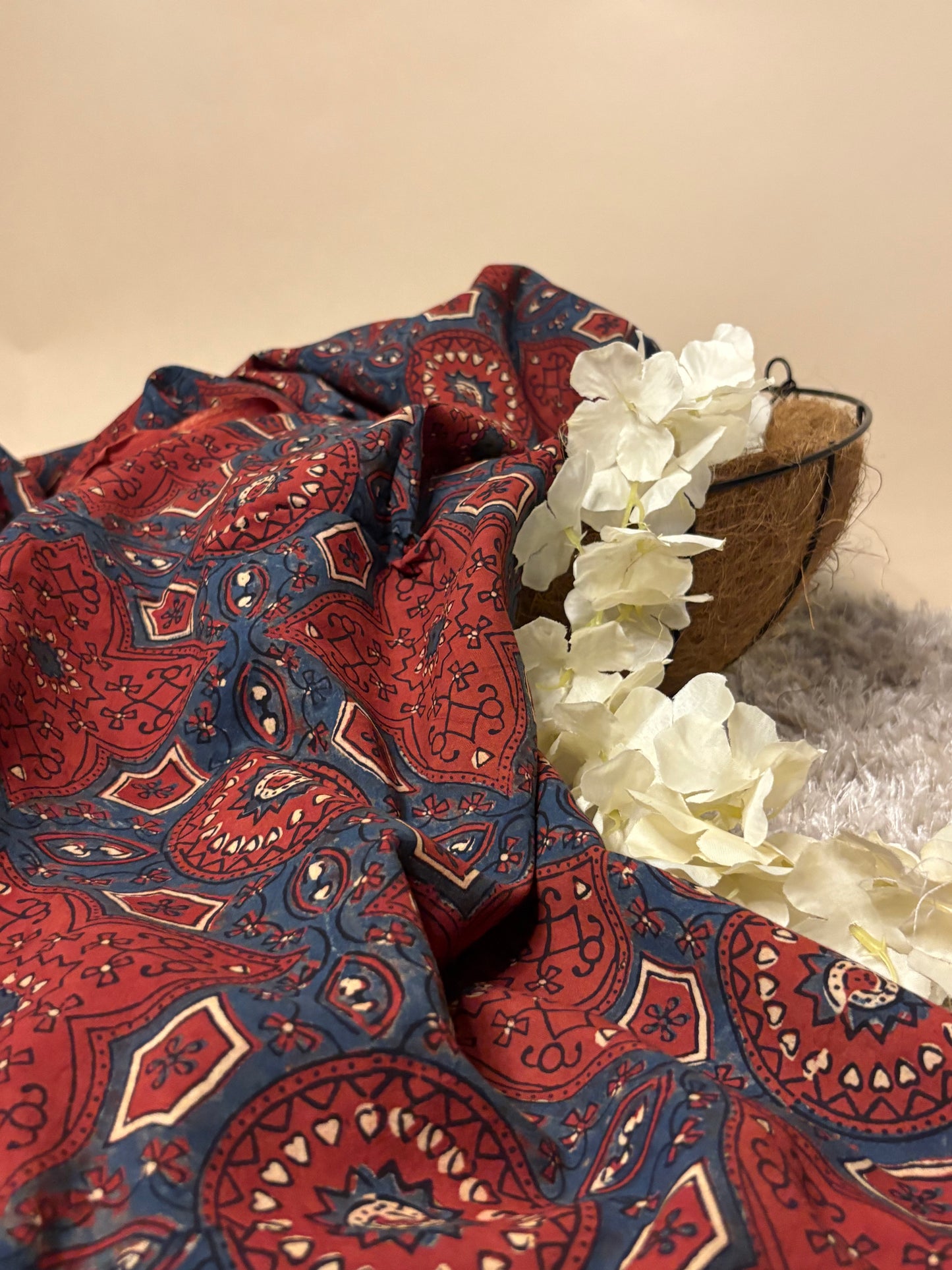 Super Ajrakh Handblock Printed Fabric