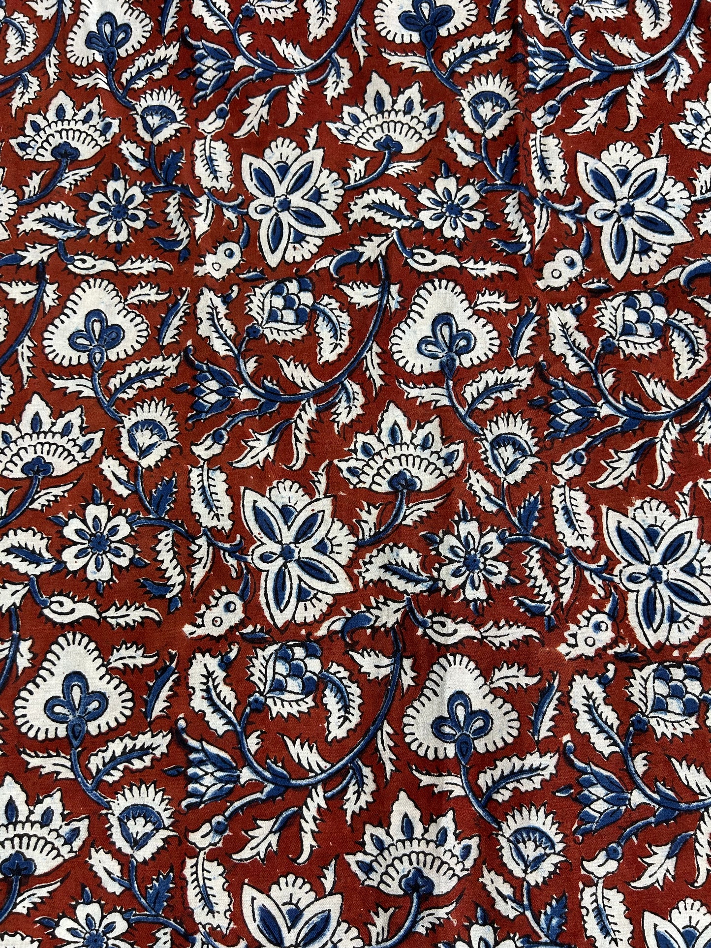 Maroon Blossom Vine Fakira Print Hand Block Printed Fabric